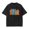 Vintage Washed T Shirt Cartoon English Rock Music Cotton T-Shirts Colorful Cute Tee Shirt for Men Summer Y2K Funny Tees
