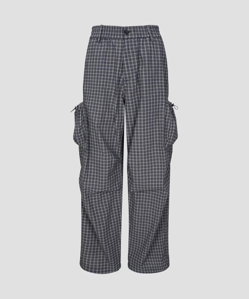 Beodeonteu Check String Cargo Elastic Pants [Navy]