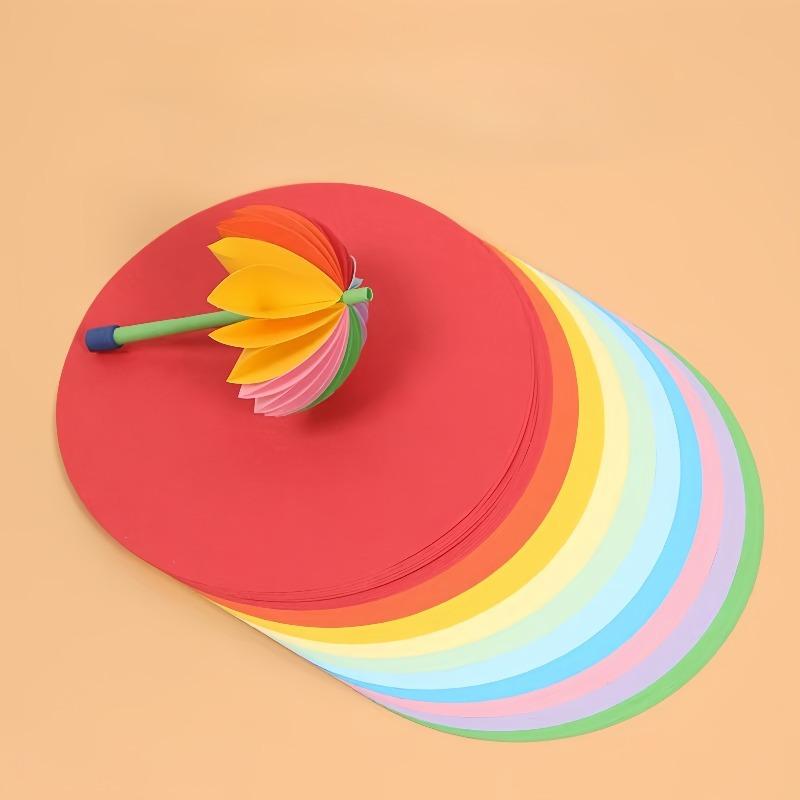 500/1000 Sheets/Set, 10 Vibrant Colors Handmade Paper Pack, Thick Round Cardstock Suitable for DIY Origami, Graffiti Art, and Decorative Projects