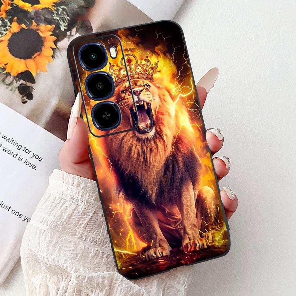 Cool Dragon Lion Tiger Cartoon 2D Printed Pattern Casing For Itel City 100 City100 Case Soft Silicone Black Back Cover Landscape