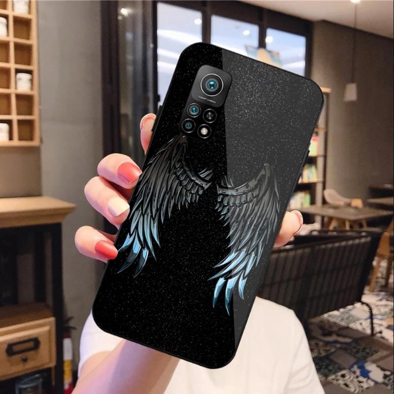 Wings Of Destiny Mobilskal För Xiaomi 12 11T 10 9 Redmi Note 11 10 10S Pro Redmi 9 9A 8 Svart PC Glas Mobilskal
