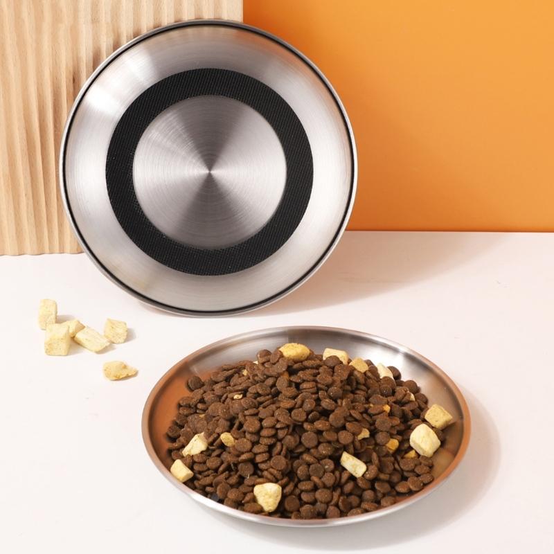 Ergonomic Dog Dish With Stable Silicone Base And Stainless Steel Plate For Most Breeds Heavy Duty
