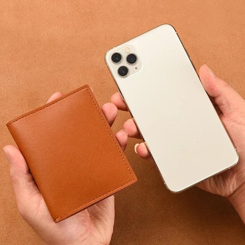 Small Credit Bank Card Purse Solid Leather Multi Slot Coin Money Card Holder Wallet Women Men Ultra-thin Id Card Holder Bag Case