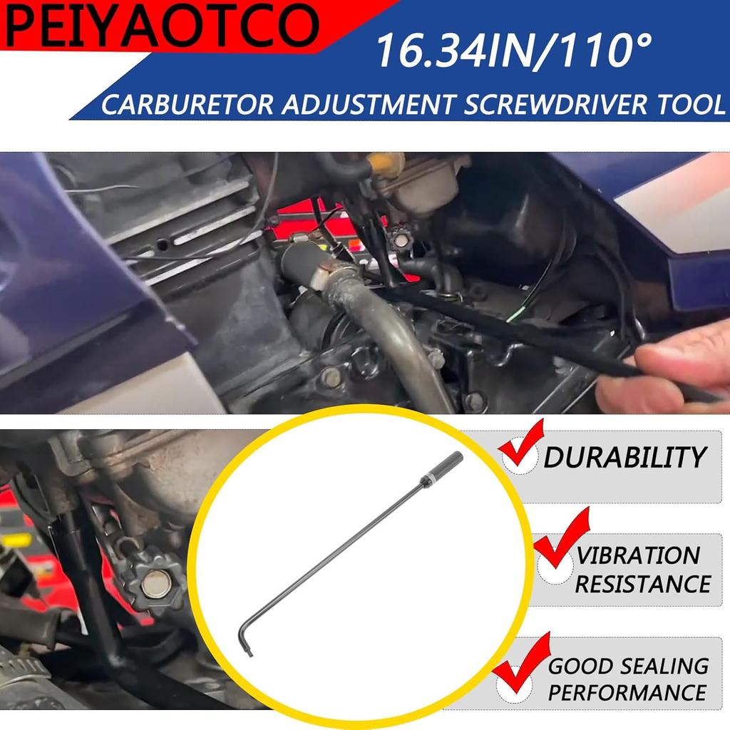 16.34in Pilot Screw Adjusting Tool 110° Angled Head Carburetor Adjustment Tool Universal for ATV UTV Snowmobile
