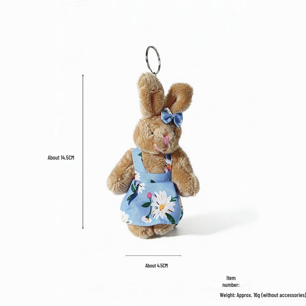 Cartoon Burlap Bear Keychain Pendant - Plush Doll Decoration for Student Bags