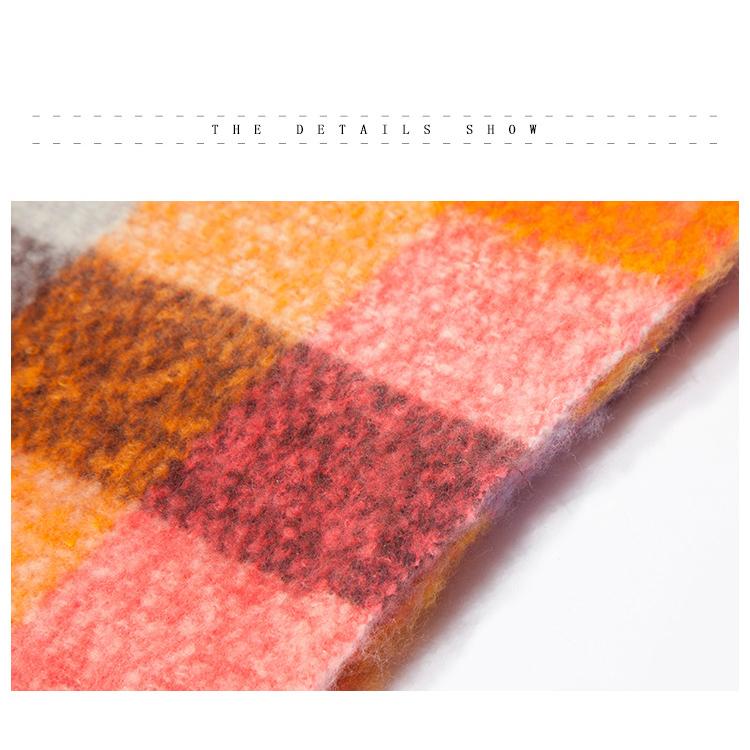 Outono Inverno Grosso Borla Cor Xadrez Cachecol Xale Feminino