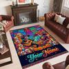 Day of the Dead Theme Crystal Velvet Rug Personalized Custom Name Text Soft Floor Mat Home Decor