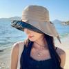 Summer Vinyl Women Fisherman Hat Solid Color Bow Wide Brim Bucket Hats For Ladies Travel Outdoor Sun Protection Cap