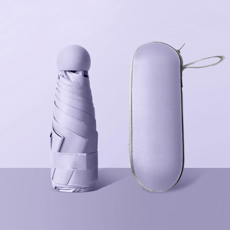 50% avslag: Kompakt Svart Plast Mini Paraply for UV-beskyttelse - Dobbeltbruk for Sol og Regn