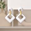 Trendy Korean Blue White Pink Earrings for Women Girl Geometric Hollow Square Acrylic Statement Earrings Fashion Jewelry Gift