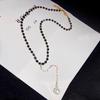Handmade Beaded Black Crystal Sexy Collarbone Chain Simple Rhinestone Pearl Pendant Necklace Cold Wind Choker