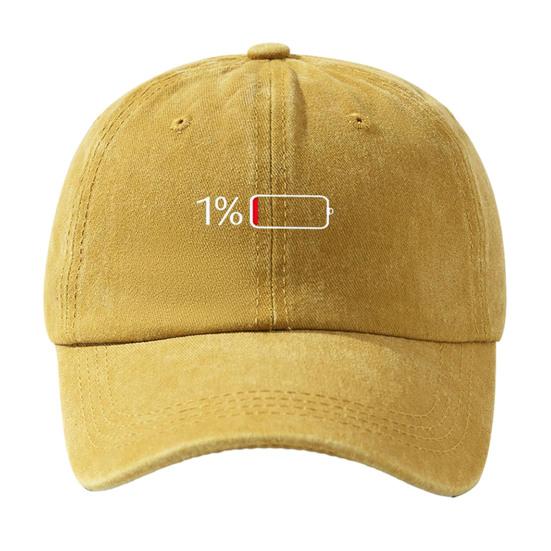 Low Battery Pattern Baseball Buckle Retro Distressed Hat Adjustable Back Style Baseball Cap жёлтый