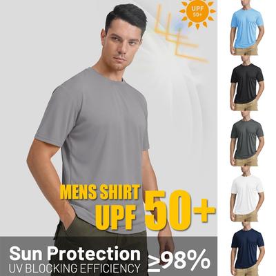 UPF50+ Men's Short-sleeved Sun Protection Clothing Solid Color Casual Round Neck Thin Breathable Quick-drying T-shirt