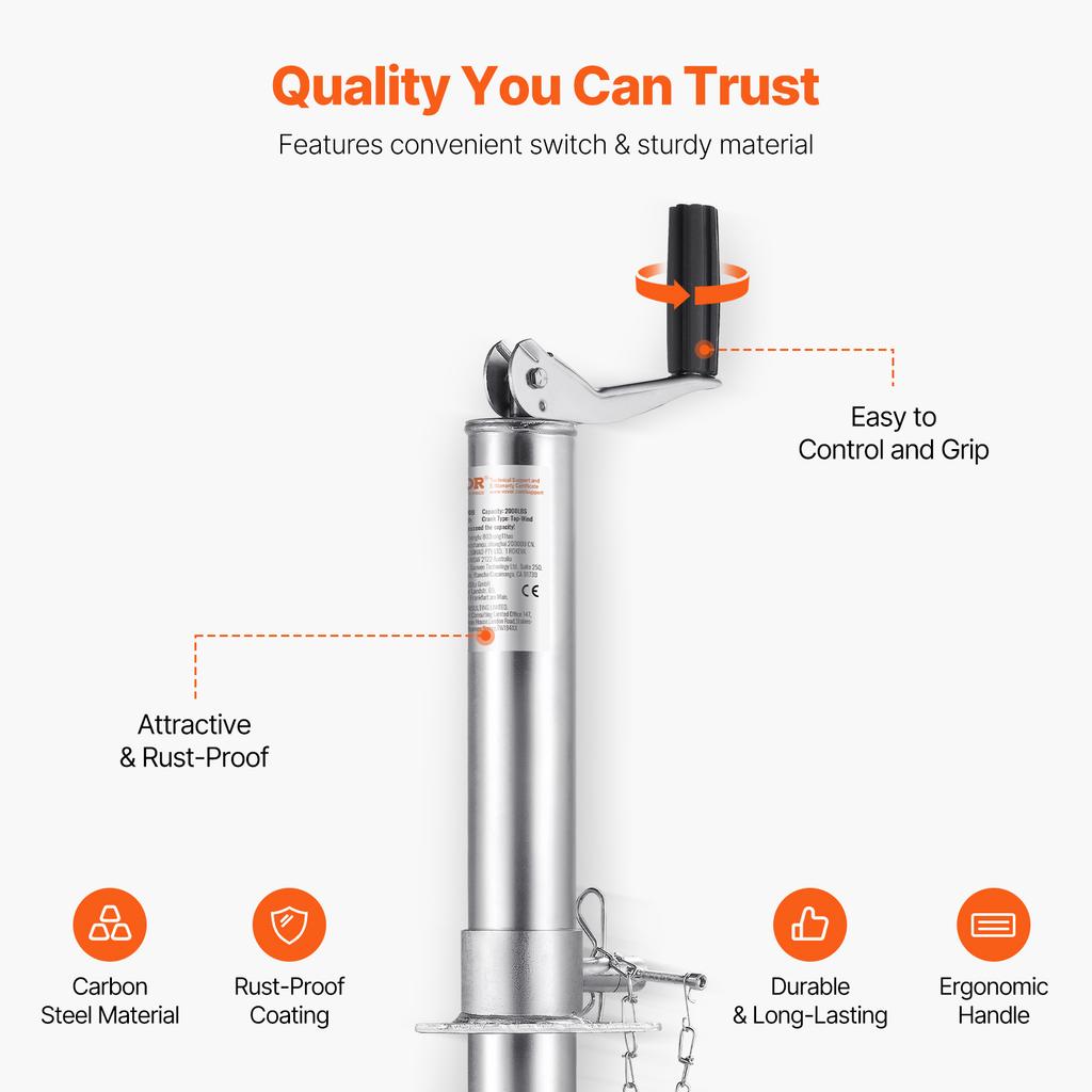 SucceBuy 2000 lbs A-Frame Trailer Jack 14.2" Vertical Travel Tongue Trailer Jack Stand with Handle for RV Horse Yacht Trailer