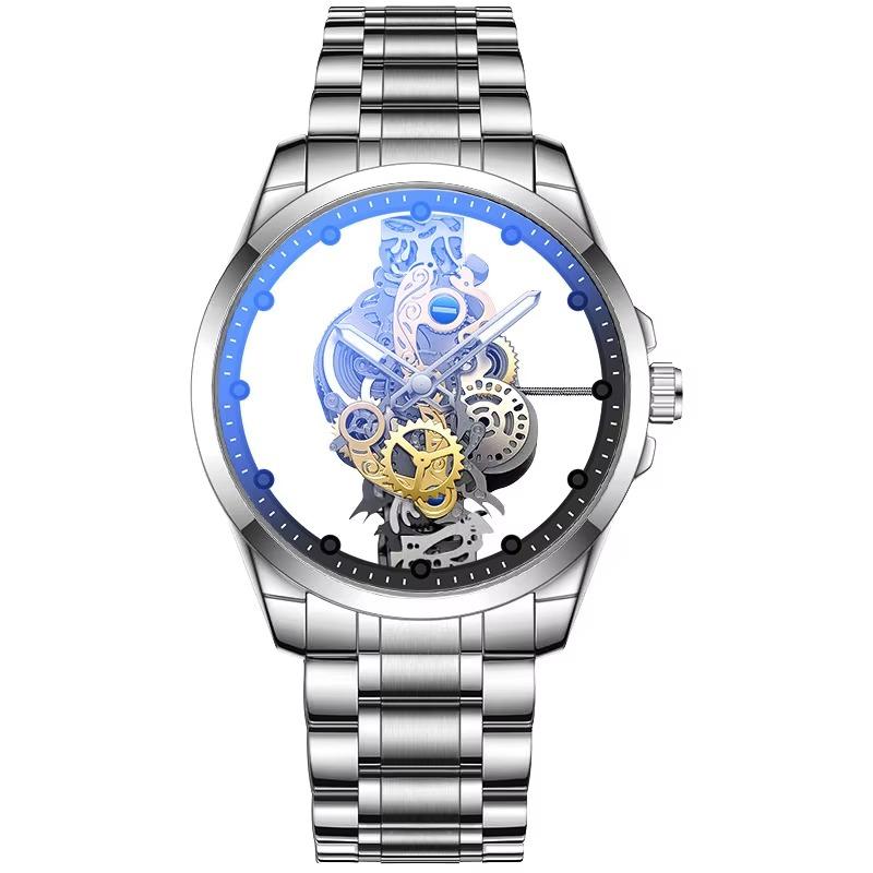 L45 Casual Men watch double-sided transparent hollow waterproof luminous quartz watchbusiness clock gift watches for man