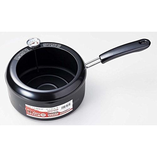 Pearl Metal 20cm One-Handed Tempura Pan with Thermometer, Induction Compatible, Iron, Deep Fryer, Age Cook HB-1372