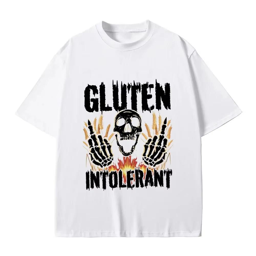 Summer Kid Clothes Gluten Intolerant Skeleton Men's Tshirt High Quality Cotton Tees Fashion Vintage Oversized Breathable Top