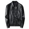 European Station Autumn and Winter New Men's Fashion PU Leather Lapel Locomotive Leather Jacket Slim Trendy Men's Jacket