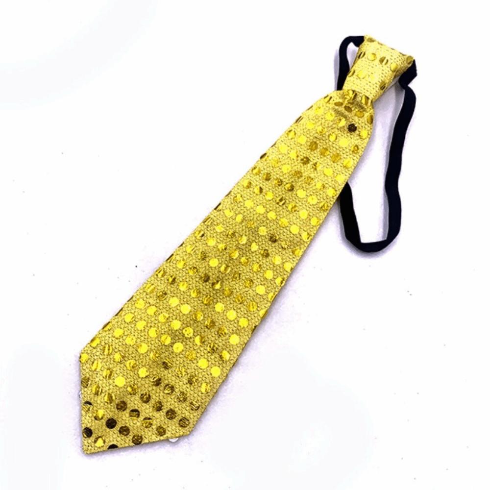 Dot Print LED Luminous Tie Battery Powered Colorful Sequins Glowing Tie Lightweight Unique Men Women Necktie Party Accessories
