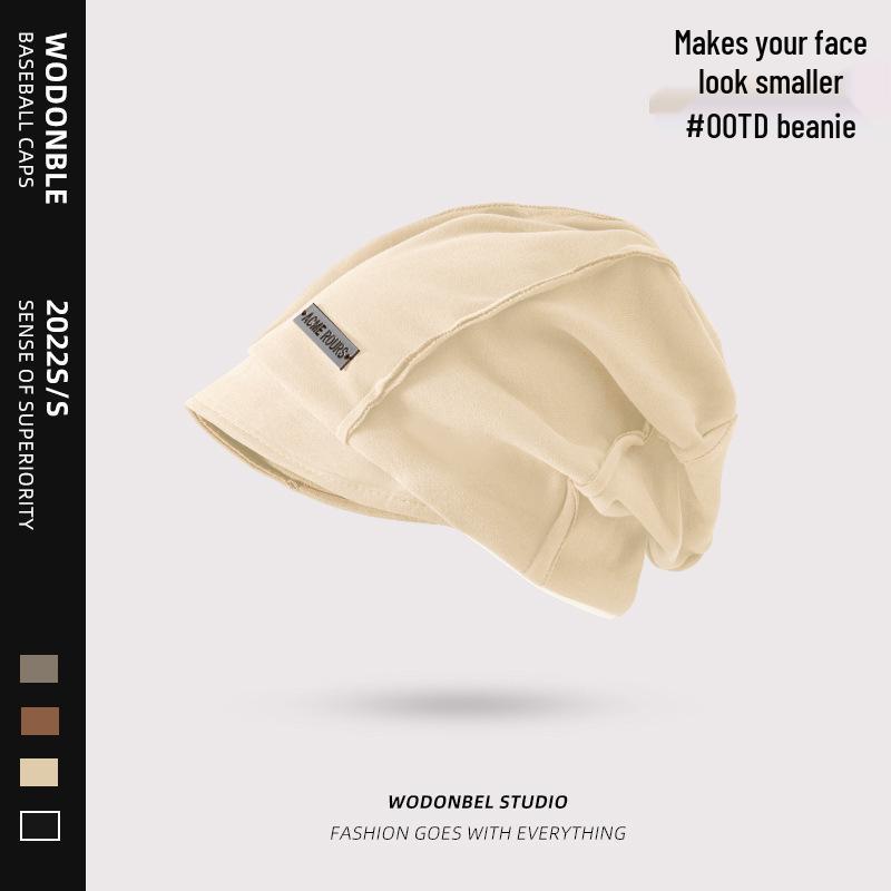 Women's 2023 Small Brim Stacked Beanie: Autumn/Winter Head-Wrapping Wool Hat for a Slimmer Look