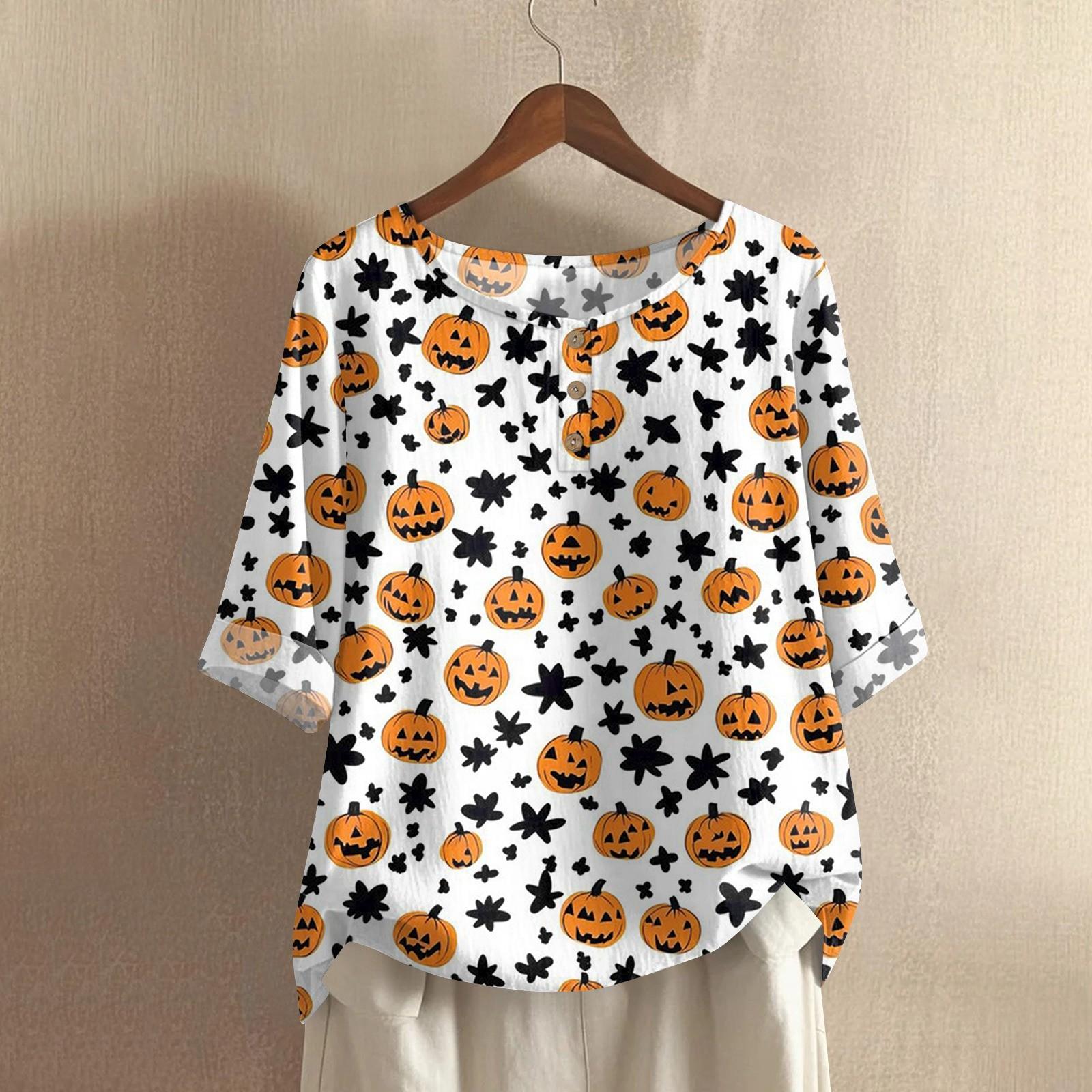 

Женская модная и повседневная рубашка с полурукавом, круглым вырезом и принтом, блузка, топ XXL белый