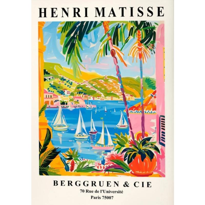 Matisse Beach Coast Landscape Amalfi Summer Painting Poster Preppy Wall Art Y2K Poster Retro Home Decor Canvas Painting Prints