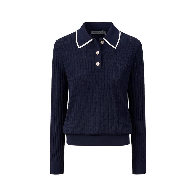 Giovanni Valentino Women's Cable Knit Polo Sweater