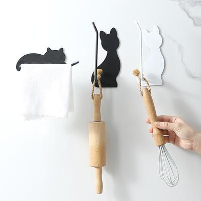 Katze Nicht-Bohrend Fauler Lappenhalter Toilettenpapier Frischhaltefolie Wandmontiertes Lagerregal Küche Edelstahl Handtuchhalter Neu