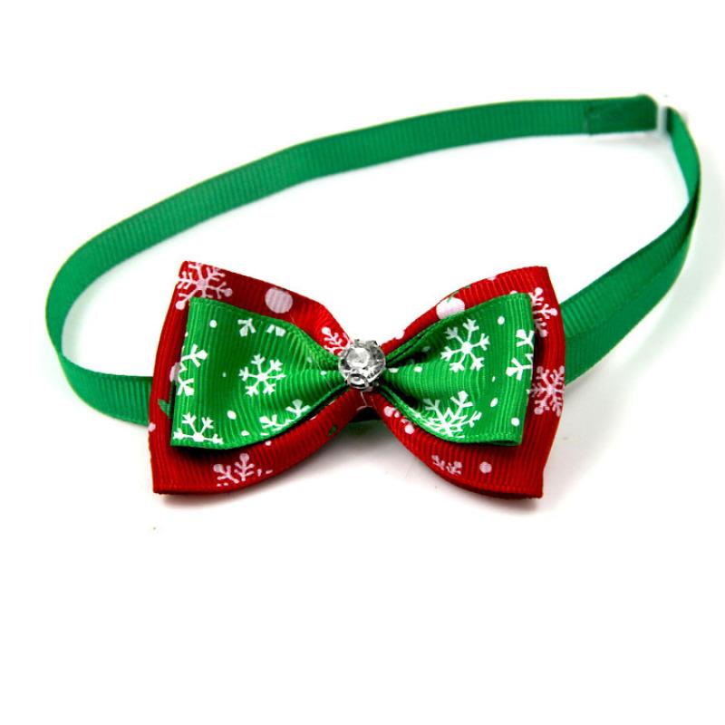 Pet  Collar Christmas Series Adjustable Flashing Diamonds Pet Bow Tie Collar