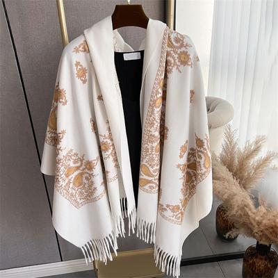 Écharpe d'hiver chaude en cachemire pour femme, couverture en pashmina brodée, châle épais, foulard, mode Bufanda, poncho