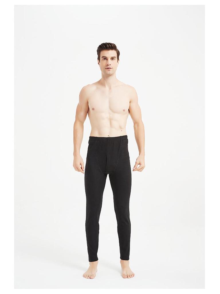 Męskie bezszwowe aksamitne ciepłe spodnie slim fit plus size - zimowa bawełniano-wełniana warstwa bazowa