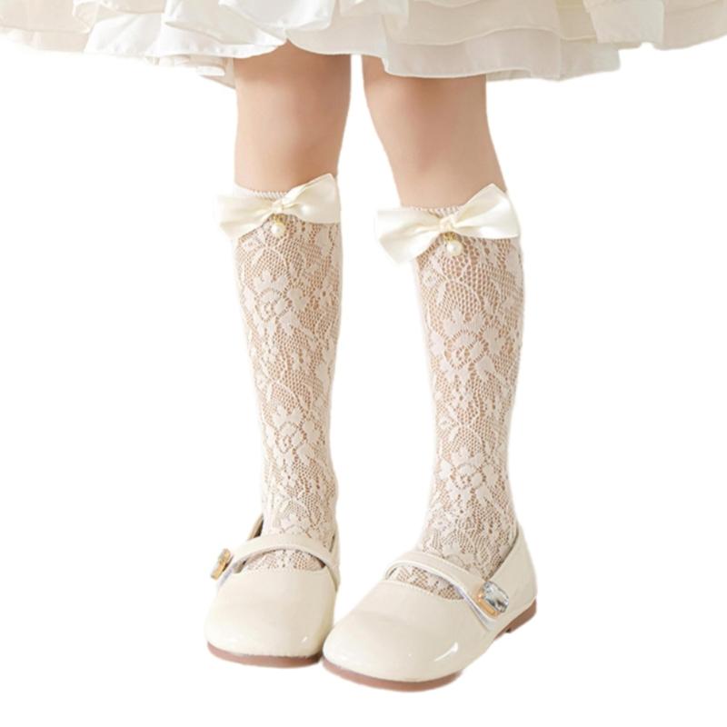 Fashionable Sweet Style Socks Lace Bowknot Decorations for Kids Lightweight Summer Calf Length Socks for Girls