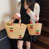 New Woven Women's Bag Handmade Grass Woven Handbag Fashion Embroidery Versatile Shoulder Bag Beach Bag KTB