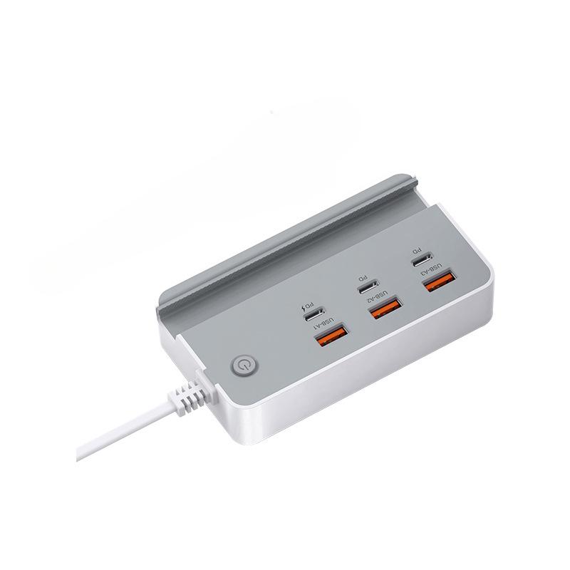 USB Type C Phone Charger Socket 35W 6 Ports Fast Charging Desktop Power Strip with Phone Holder for IPhone Samsung Xiaomi Huawei