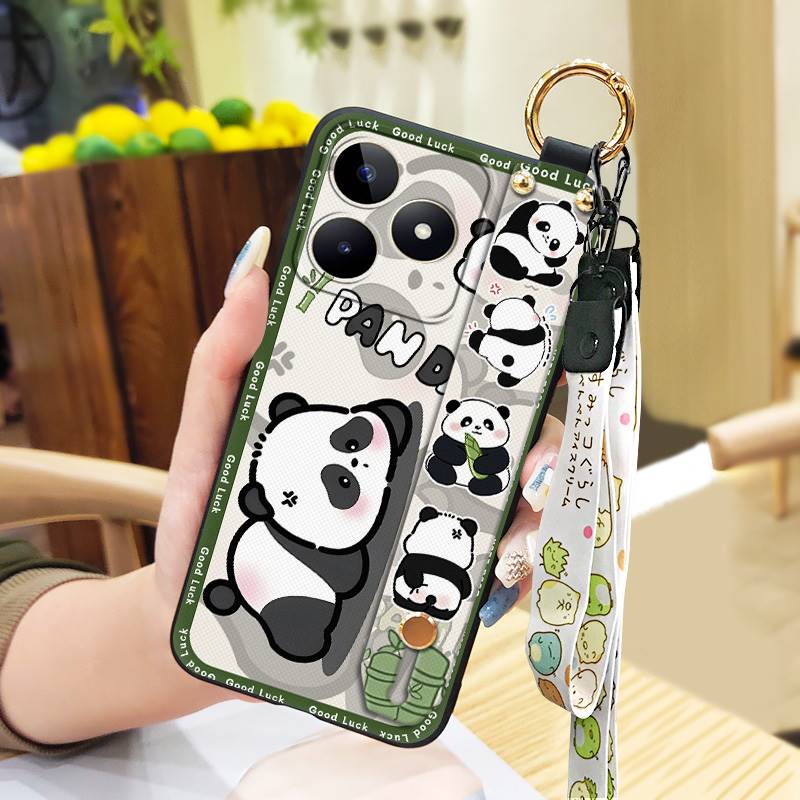 Wrist Strap Back Cover Phone Case For Realme C53/Narzo N53 Phone Holder Fashion Design Anti-knock Silicone Protective