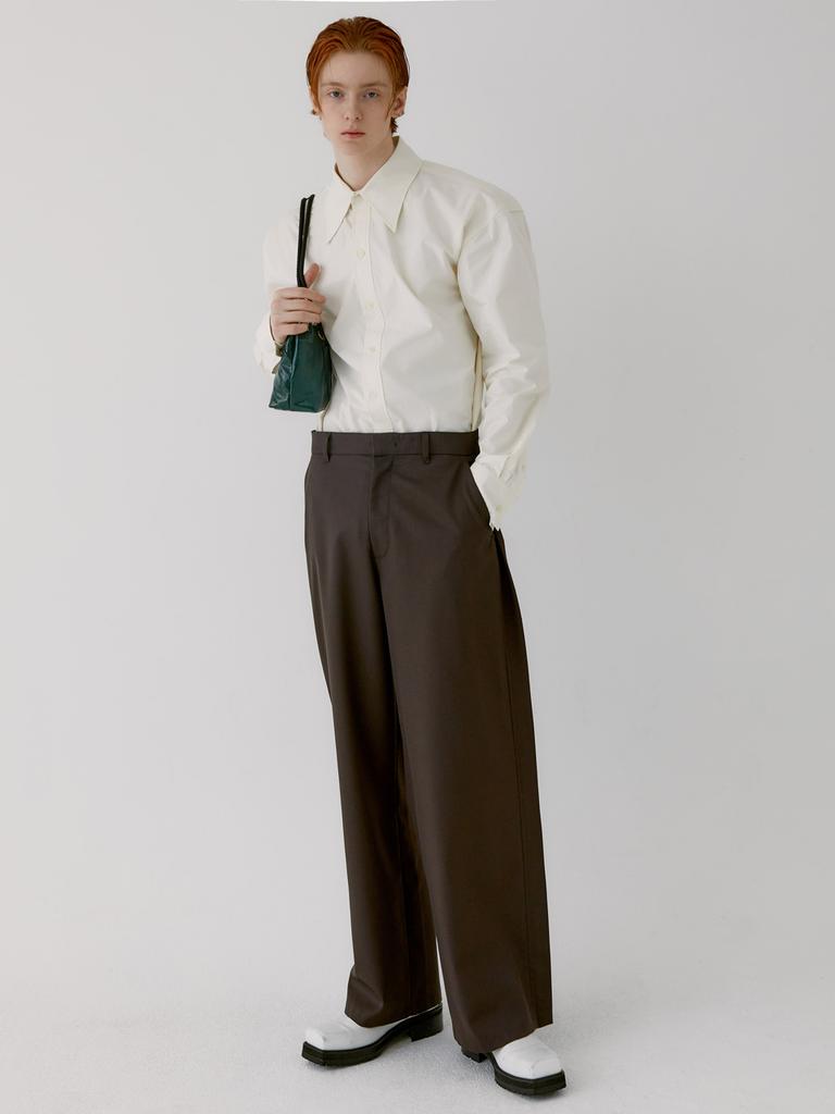 Gua River Wave Wool Trouser [Brown]