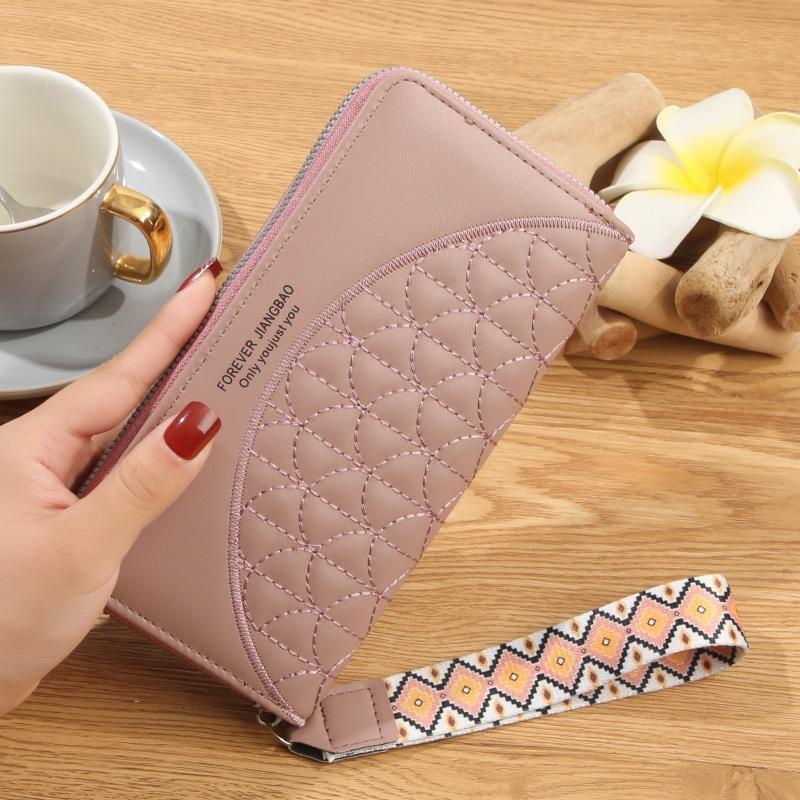 Damen Geldbörse Damen Lang Damen Clutch Tasche Handy Tasche Einzelner Reißverschluss Geldbörse Große Kapazität Kartenfach