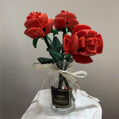 DIY-Bausteine, Blumenstrauß, Rosenblumen, Geschenke für Mädchen, Heimtextilien, Ziegel, Zusammenbau, für Freundin und Mutter, Weihnachtsgeschenk