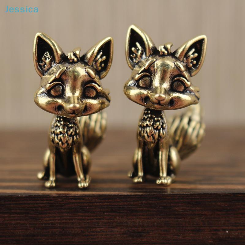 Vintage Messing Vossenbeeldjes | Schattige Dierbeeldjes voor Huis Bureau Decoratie