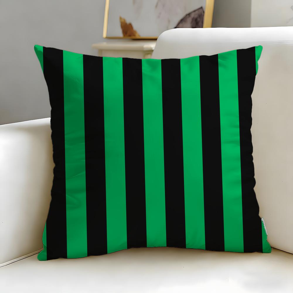 Classic Theme Black and Green Cushion Cover Soft & Easy-Wash Pillow Case – Versatile for Couch, Bed, Travel and Office