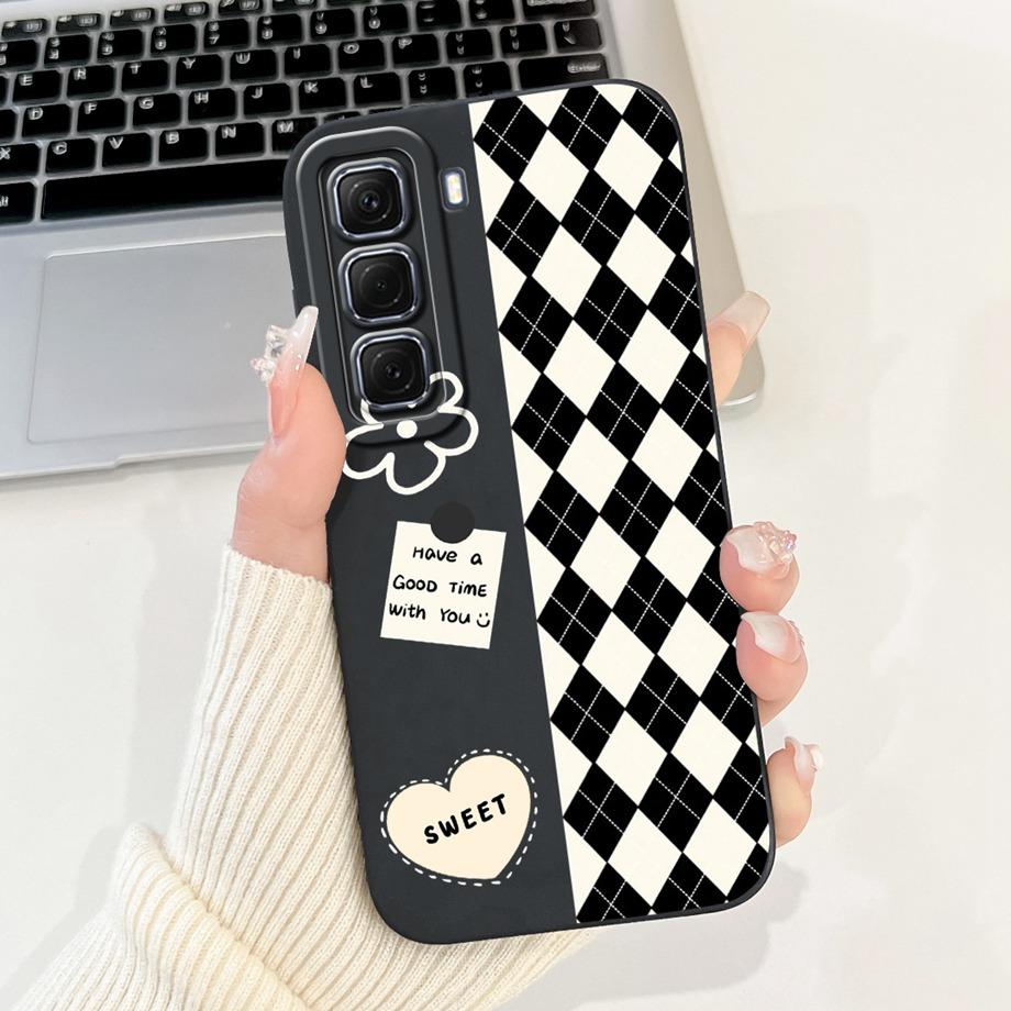 For Infinix Hot 50 50i 4G X6882 X6531 Case Liquid Silicone Soft TPU Back Cover Hot50 Hot50i Phone Funda Gothic Black Night Shell