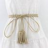 Ethnic Style Braided Tassel Belt Solid Color Women Waist Chain Fashion Hollow Belt