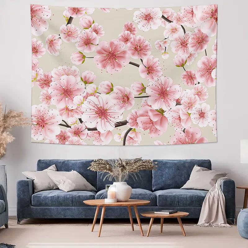 Pink Sakura Tapestry Romantic Bedroom Decor Fabric Floral Wall Hanging