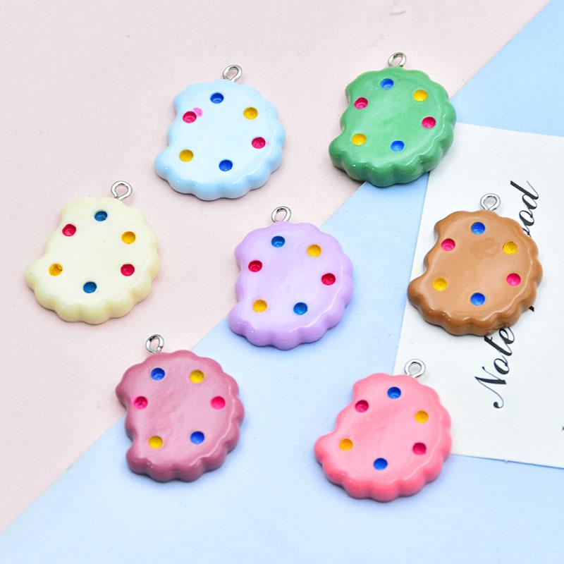Glossy Cartoon Cookie Resin Keychain Pendant - DIY Jewelry Accessory
