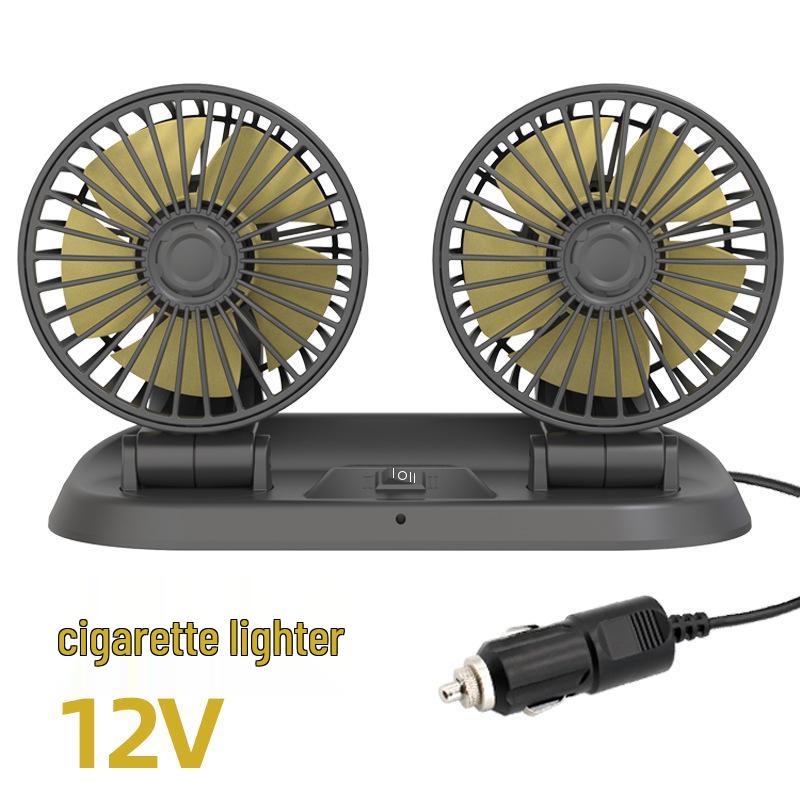 Powerful Silent 3-Head USB Car Fan, 24V for Trucks, 12V for Vans