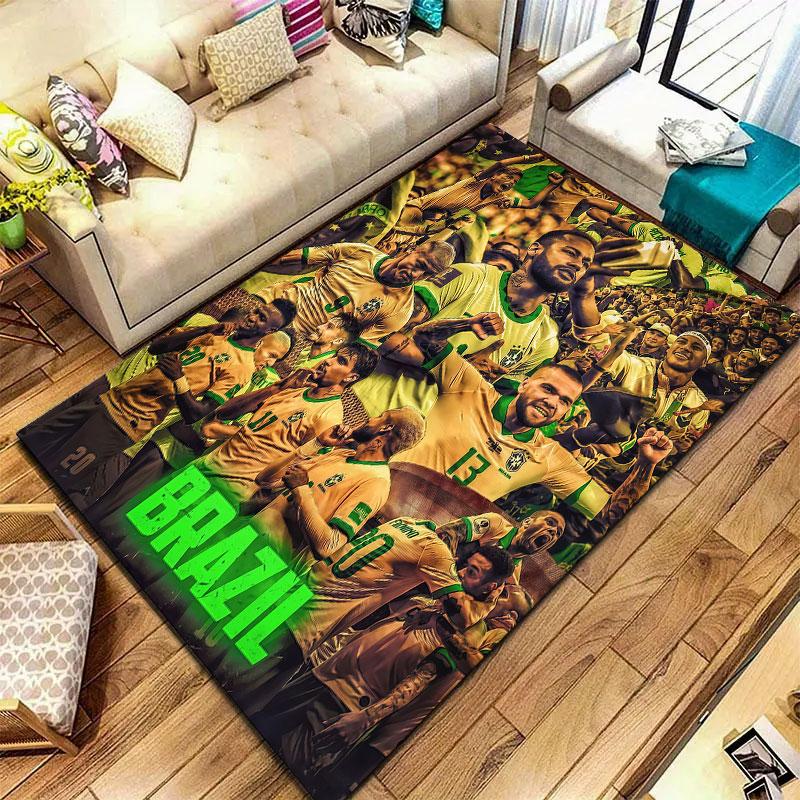 Brazil National Football Team Carpet Rug for Living Room Bedroom Home Sofa Decoration,Kids play Non-slip Floor Mat