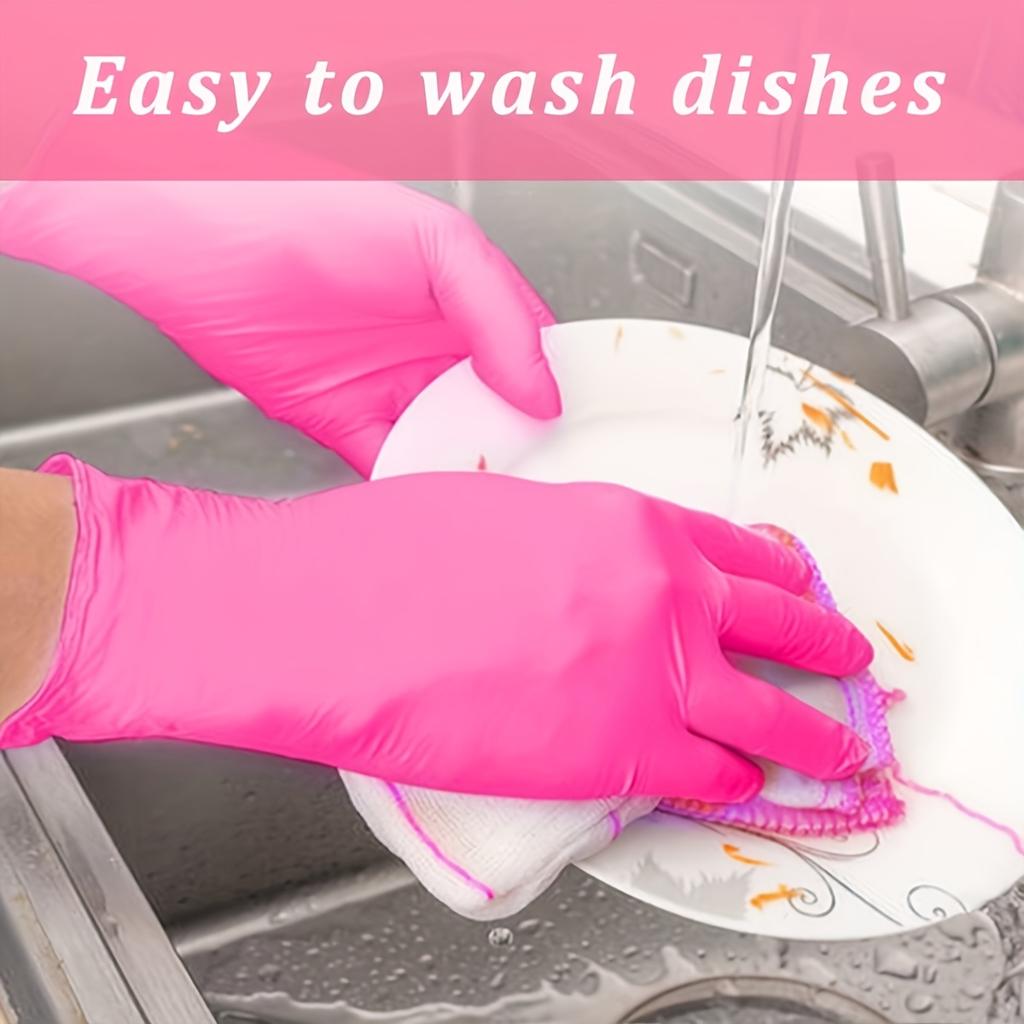 Untior Rose Red Nitrile Disposable Gloves Household Cleaning Gloves Good Sealing And Strong Toughness For Room Cleaning