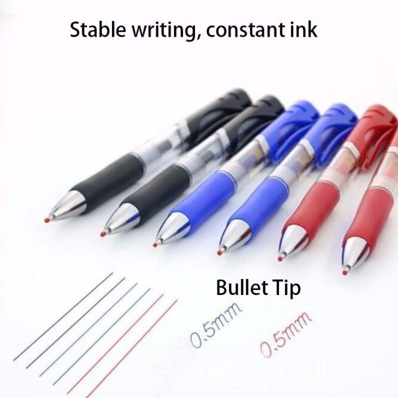 6pcs Retractable Ballpoint Pens, 0.5mm Medium Point, Carbon 0.5mm Lead, Large Capacity, Upright Position, Stationery Supplies