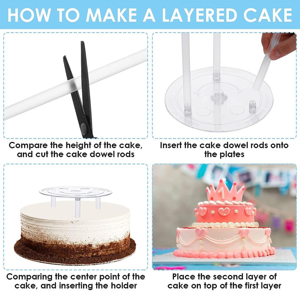 3 Stück Kuchenplatten Kuchenstäbe für mehrstöckige Kuchen Kunststoff Kuchenstützstäbe für Hochzeitstortenkonstruktion und Stapeln Kuchenstäbe-Set