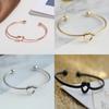 Minimalist 2mm Thin Titanium Steel Love Heart Knot Bangle Chic Knot Cuff Bracelet